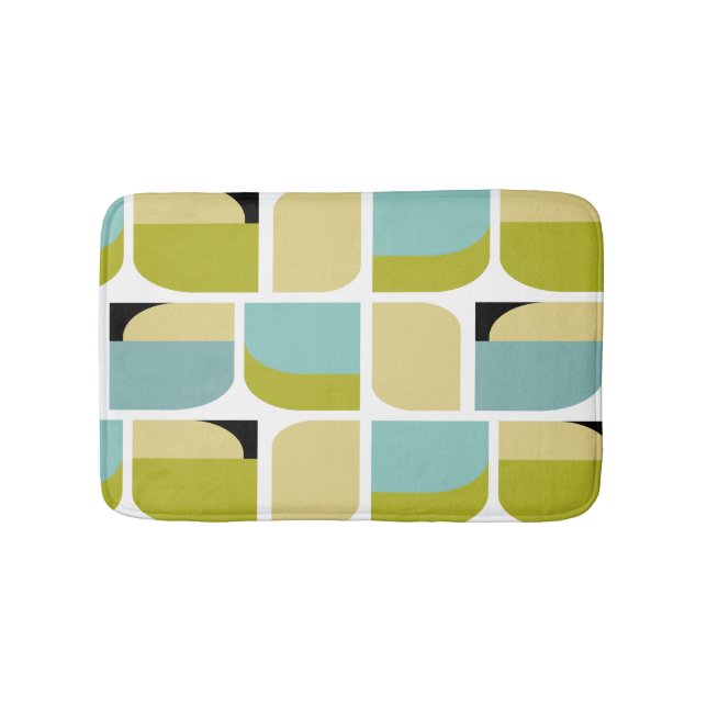 Tapis De Bain Cute Danois moderne Jaune et Turquoise géométrique (Devant)