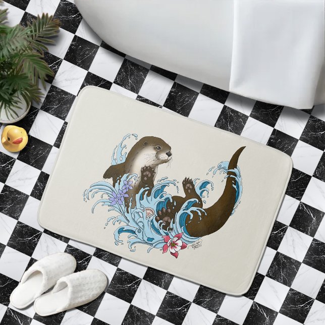 Tapis De Bain Cute d'eau de la rivière Otter (Créateur téléchargé)