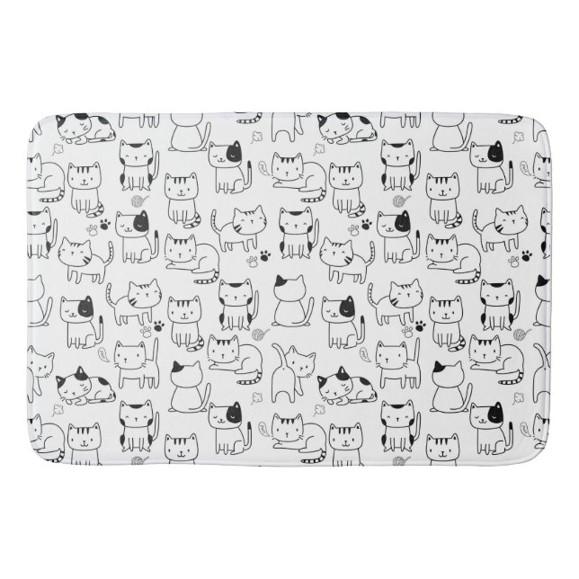 Tapis De Bain Cute Doodle Chats Motif Douche rideau (Devant)