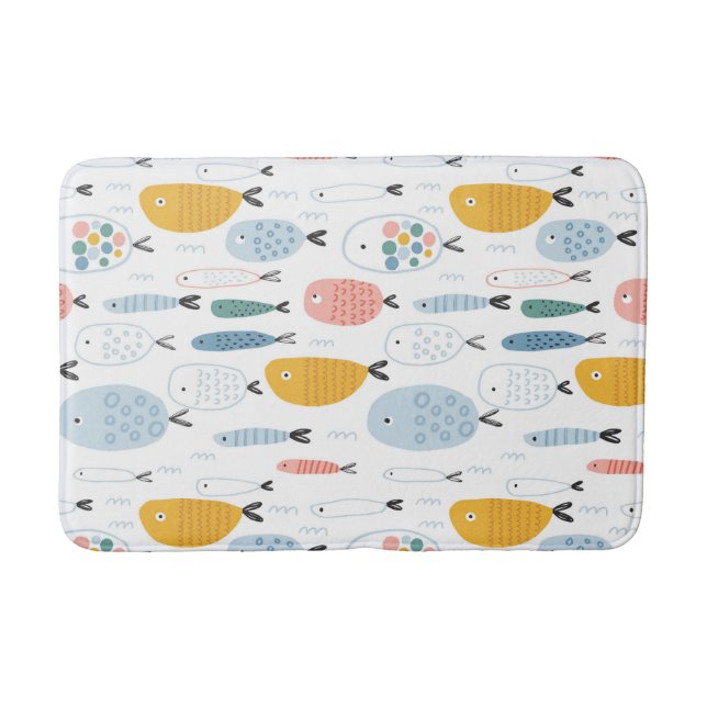 Tapis De Bain Cute Doodle École de Motif de poisson (Devant)
