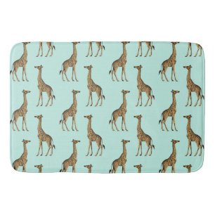 Tapis De Bain Cute Giraffes Gold et Mint