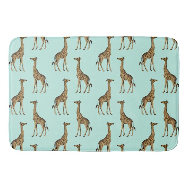 Tapis De Bain Cute Giraffes Gold et Mint (Devant)