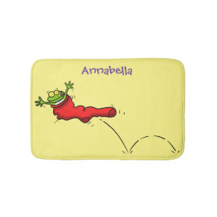 Tapis De Bain Cute grenouille dans une chaussette rouge saut de 