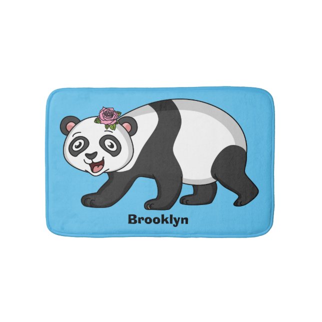 Tapis De Bain Cute happy panda bear with flower cartoon (Devant)