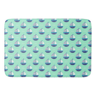 Tapis De Bain Cute Kids Motif bateau à voile Sea Green