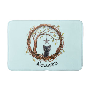Tapis De Bain Cute Kitten noir regarder une étoile
