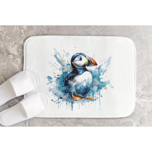 Tapis De Bain Cute macaron en bleu aquarelle