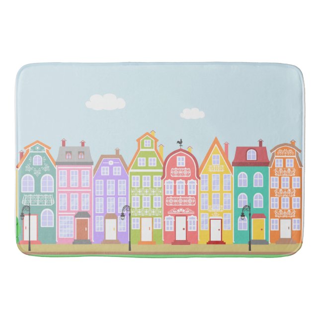 Tapis De Bain Cute Maisons Pastel Bath Mat (Devant)
