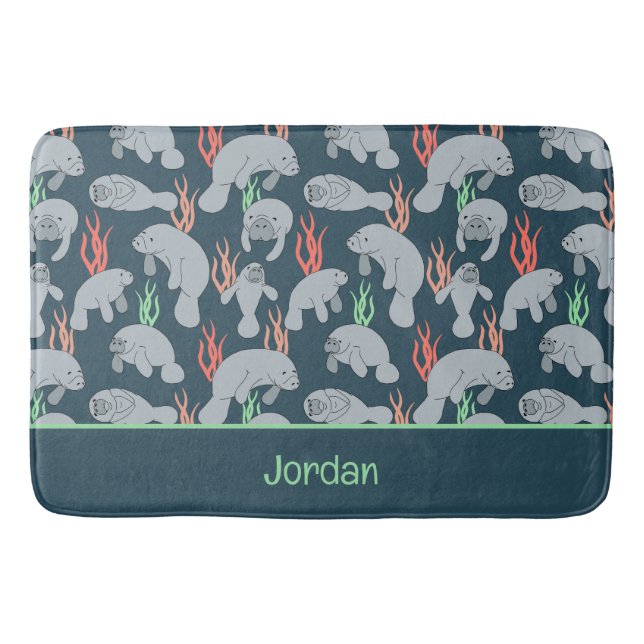 Tapis De Bain Cute Manatees Vie marine Animaux Motif (Devant)