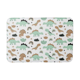 Tapis De Bain Cute Mint Green Dinosaur Motif