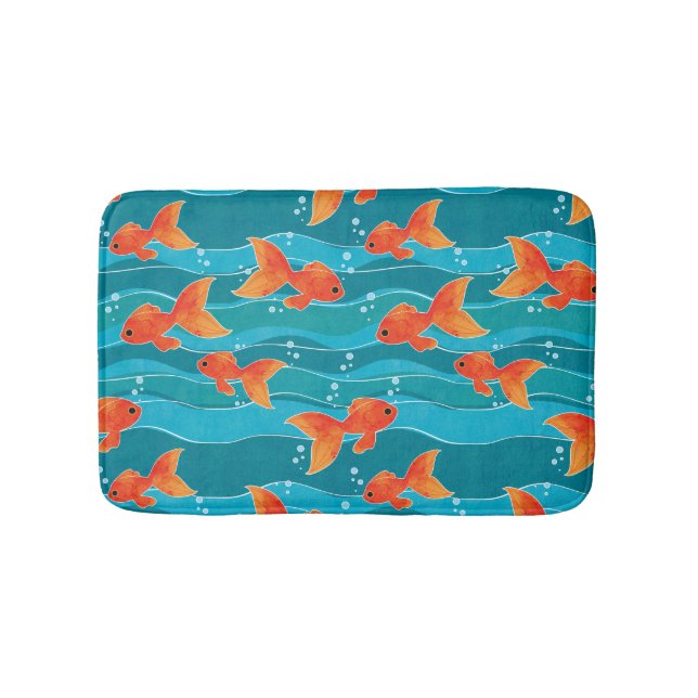 Tapis De Bain Cute Motif de natation Goldfish & Water (Devant)