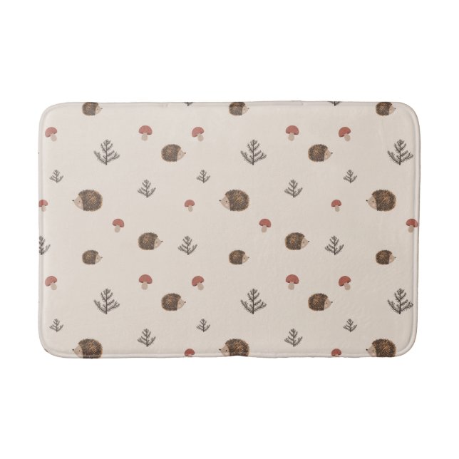 Tapis De Bain Cute Motif forestier de Hérisson et Champignons (Devant)