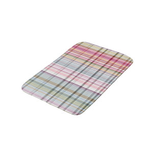 Tapis De Bain Cute Pastel Rose Bleu Rétro Tartan Plaid Motif