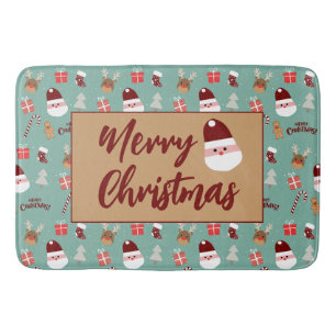 Tapis De Bain Cute Père Noël Reindeer Sucre de canne Motif en pa
