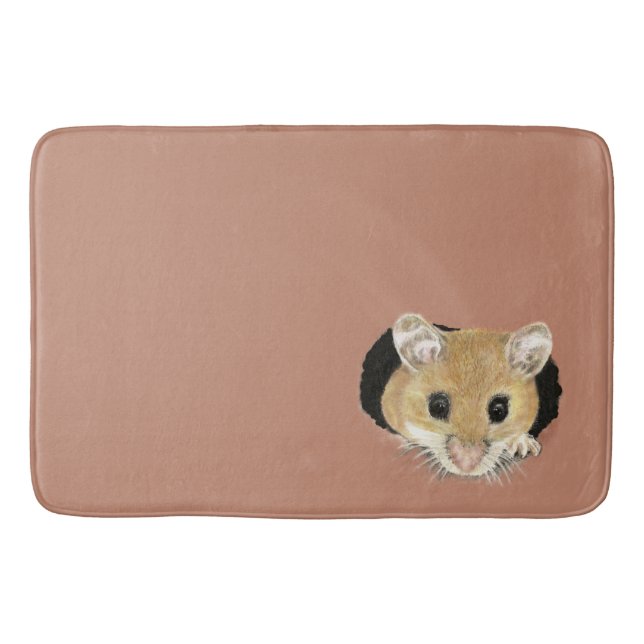 Tapis De Bain Cute Petite Souris Jetant un oeil à l'aquarelle An (Devant)