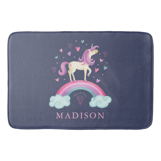 Tapis De Bain Cute Rainbow Unicorn Girl (Devant)