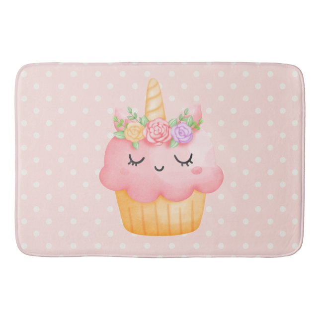 Tapis De Bain Cute rose Cupcake Unicorn avec Rose (Devant)