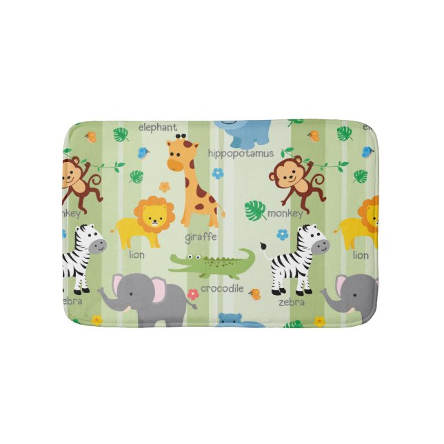 Tapis De Bain Cute Safari Animaux Nursery Motif (Devant)