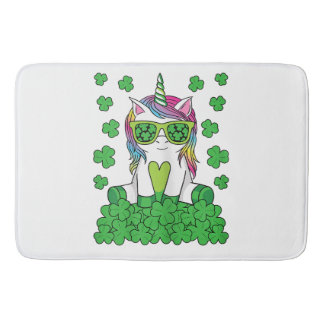 Tapis De Bain Cute St Patricks Day Unicorn Lepricorn Shamrock