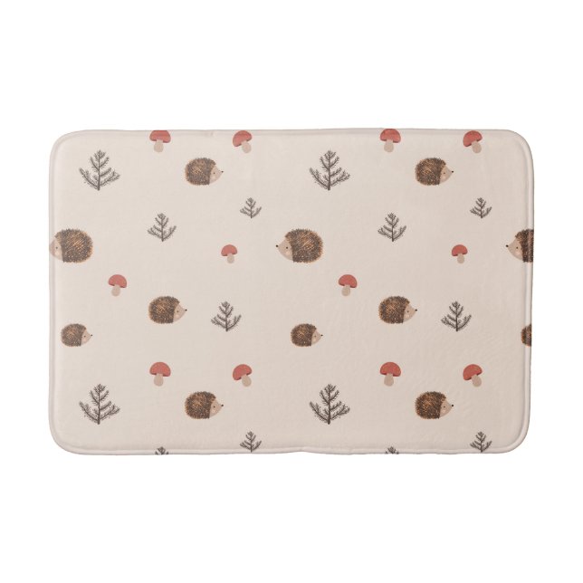 Tapis De Bain Cute Woodland Hérisson et Motif de champignons (Devant)