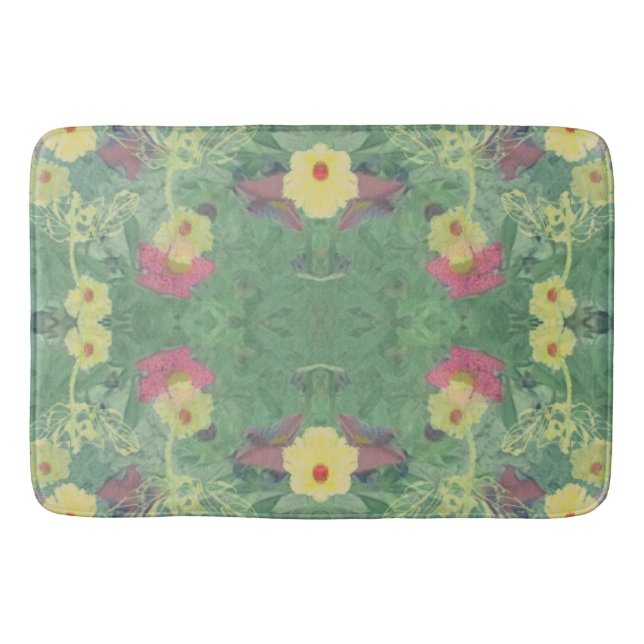 Tapis De Bain Cuve à fleurs verte (Devant)