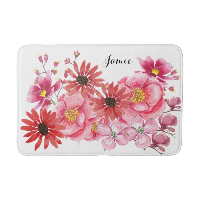Tapis De Bain Cuve florale moderne personnalisée (Devant)