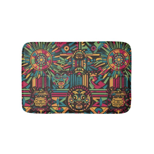 Tapis De Bain Cyan doux "Soleil et Pyramides éclipsés" Mat de ba (Devant)