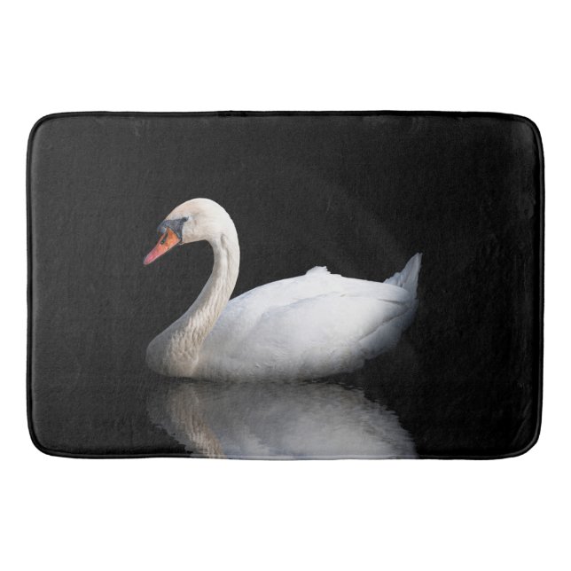 Tapis De Bain Cygne blanc sur noir (Devant)