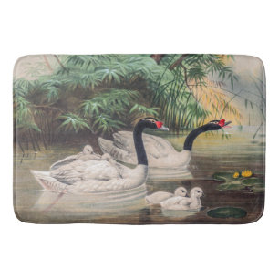 Tapis De Bain Cygne sauvage vintage à cou noir