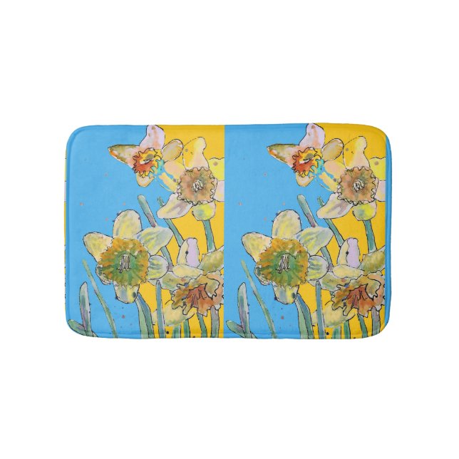 Tapis De Bain Daffodiques jaunes Daffodiques fleurs fleurs Mat d (Devant)