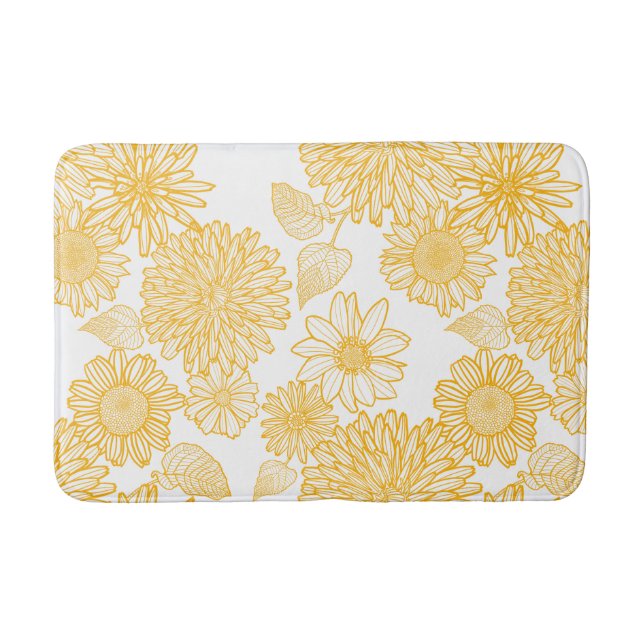 Tapis De Bain Dahlias et marguerites jaunes (Devant)