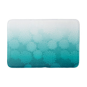 Tapis De Bain Dahlias turquoise / fleurs florales