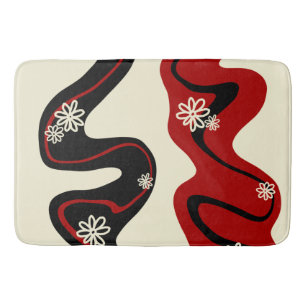 Tapis De Bain Daisy Groove - Rouge et crème