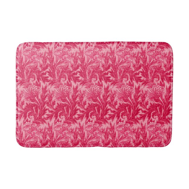Tapis De Bain Damas de fleurs jacobées, fuchsia et rose pâle (Devant)