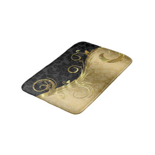 Tapis De Bain Damas Or Et Balayage Et Damas Noir
