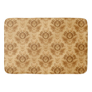 Tapis De Bain Damas Or Floral Doré