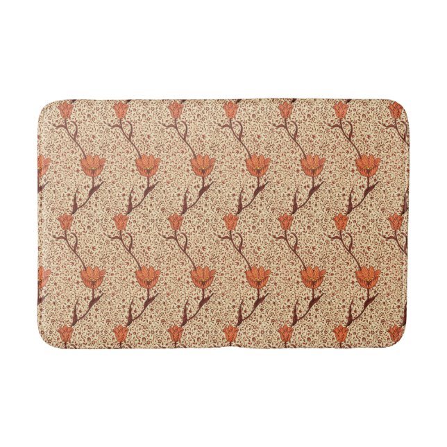 Tapis De Bain Damassé de tulipe de Nouveau d'art, orange et (Devant)