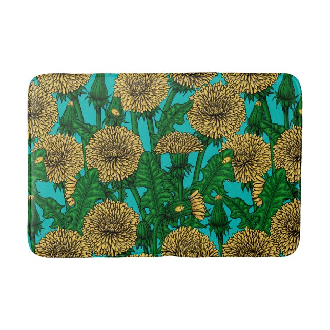 Tapis De Bain Dandelions sur turquoise (Devant)