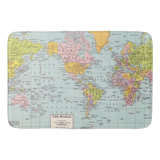Tapis de bain de carte du monde (Devant)