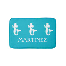 Tapis de bain de créature de mer de sirène de bleu
