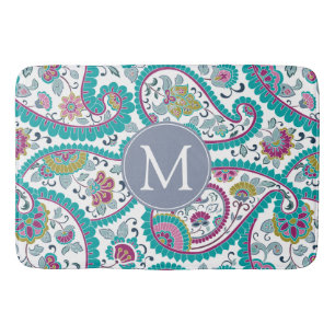 Tapis de bain de monogramme de motif de Boteh