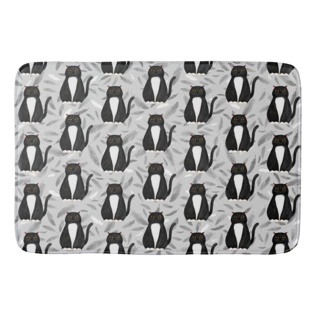 Tapis de bain de motif de chat noir (Devant)
