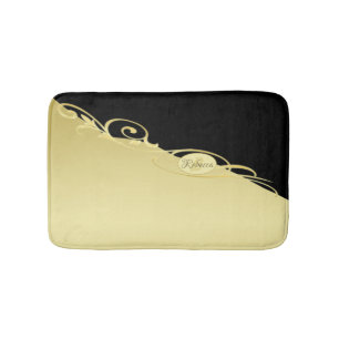 Tapis De Bain Décor de luxe sur or & noir, Monogramme