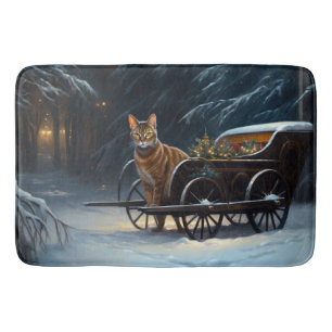 Tapis De Bain Décor de Noël Abyssinian Snowy Sleigh Ride