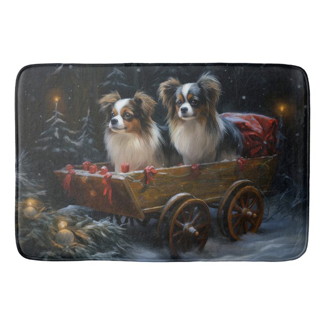 Tapis De Bain Décor de Noël Papillon Snowy Sleigh (Devant)