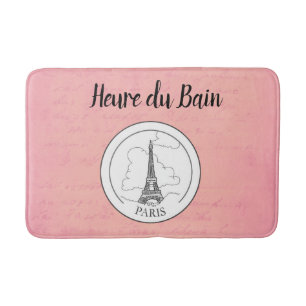 Tapis De Bain Décor parisien de Tour Eiffel français rose mignon
