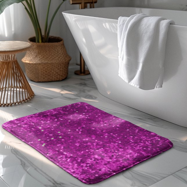 Tapis De Bain Deep Pink Glam Faux Glitter Pattern (Créateur téléchargé)