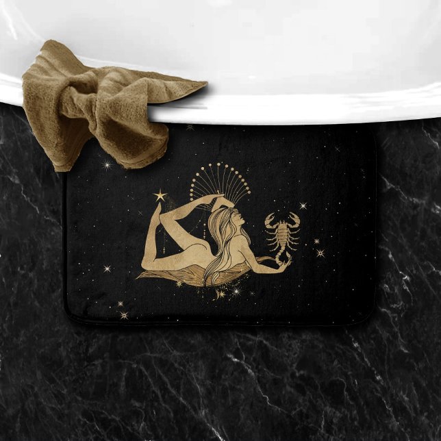 Tapis De Bain Déesse du Zodiaque | Astrologie Cosmologique Gold  (Créateur téléchargé)