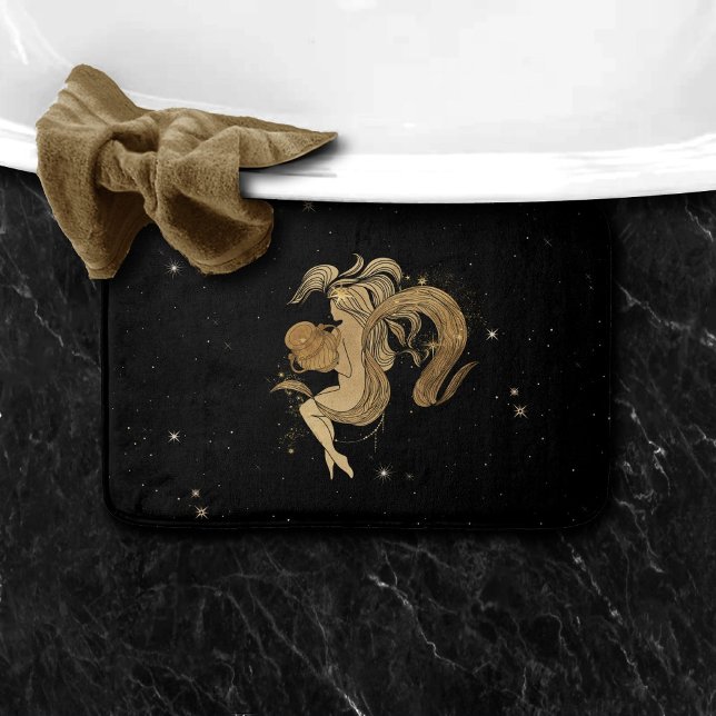 Tapis De Bain Déesse du Zodiaque | Astrologie Cosmologique Gold  (Créateur téléchargé)