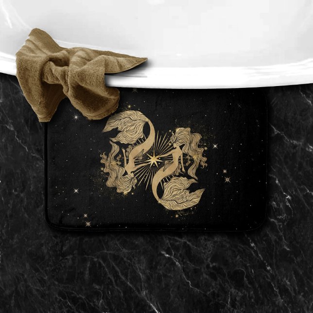 Tapis De Bain Déesse du Zodiaque | Astrologie des Poissons d'Or  (Créateur téléchargé)